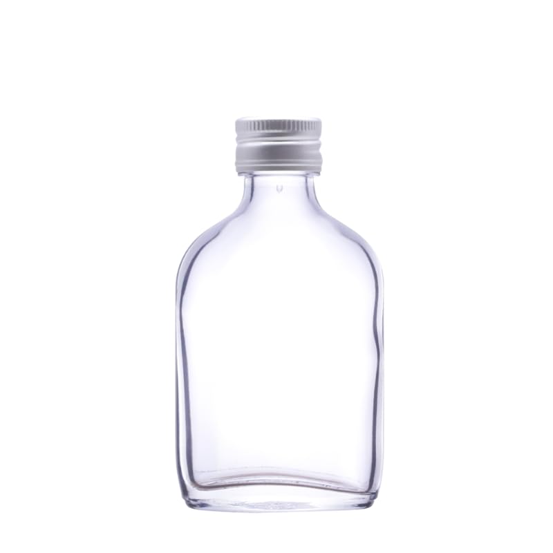 Wares of Knutsford 100 x 50ml Small Glass Bottles with Silver Twist off Lids - Mini Glass Flask Bottles