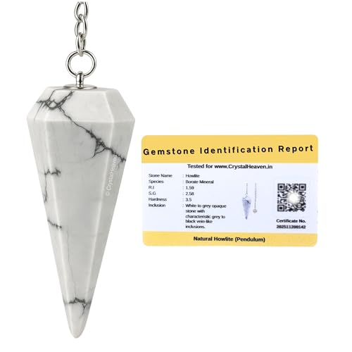 Image of Howlite Pendulum Dowsing Tool - Natural Crystal Pendulum for Spiritual Guidance - Premium Dowser Pendulum for Accurate Divination and Energy Healing - Perfect for Energy Healing and Chakra Balancing - Handcrafted with Precision and Elegance