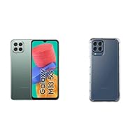 Samsung Galaxy M33 5G, Android Smartphone ohne Vertrag, 6,6 Zoll Infinity-O TFT Display, 5.000 mAh Akku, 6 GB RAM 128 GB Speicher, Dual-SIM, Khaki Green &amp; Galaxy Official M33 Hülle transparent
