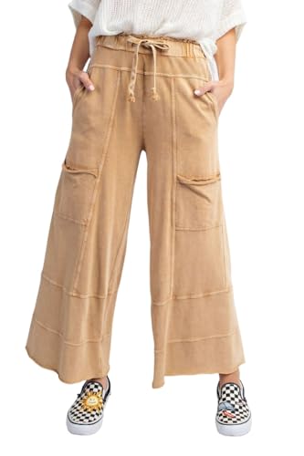 Easel Lazy Days Mineral Washed Wide Leg Pants