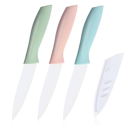 shoplease Coltelli Chef Set, coltelli ceramici da 3 pezzi, coltello da frutta da 4 pollici è adatto per la maggior parte delle verdure, frutta e carne