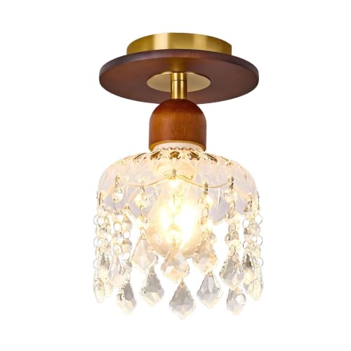 BKEKM Lámpara de Techo Vintage de Montaje semiempotrado, Accesorios de iluminación de Vidrio francés, for Pasillo, Dormitorio, baño y lámpara de Techo de Entrada