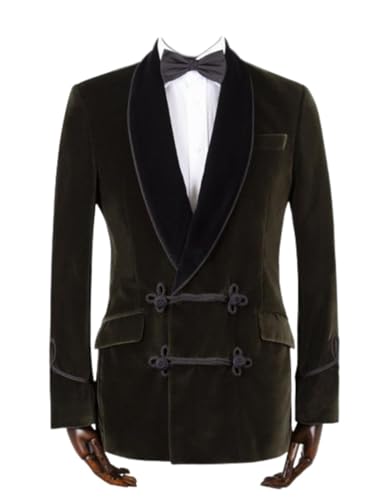 Men's Olive Green Smoking Jackets Coat Christmas Dinner Party Wear Smoking Coat Blazers