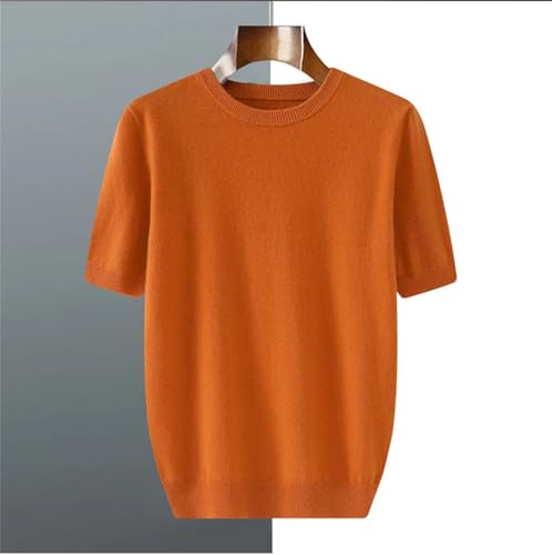 Mens Short Sleeve Pullover Sweater Round Neck Breathable Loose Solid Color Casual Tops3