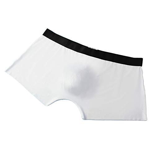 Seamless Underwear Boxer Fashionable Comfortable Breathable Pants Ice Men's Lively Strapless Bra No Wire (White, L)