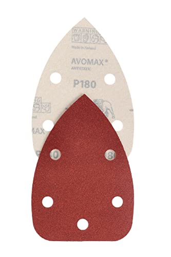 Mirka Red Delta Sanding Paper Wood Sanding Triangles Hook & loop / 100x140x140mm / Hook & Loop Adhesion / 5-hole/grit P180 / 5 pieces/for sanding wood metal and plastic - Image 4