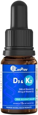 CanPrev D3 & K2 Drops - MCT Base 15ml, 450-Drops 112-Servings - Liquid Vitamin D3 with K2 for Enhanced Absorption- Supports The Development and Maintenance Of Bones and Teeth - Gluten-Free