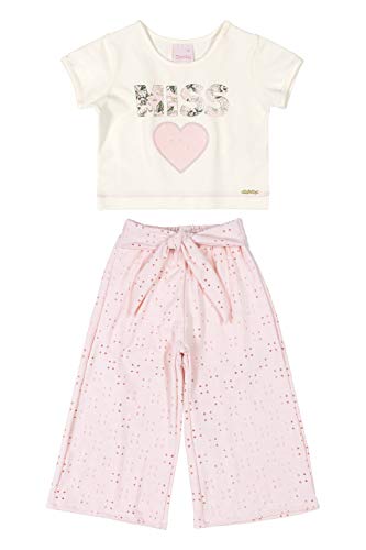 Conjunto Infantil Blusa Cropped e Pantacourt, Quimby, Meninas, Natural, 10
