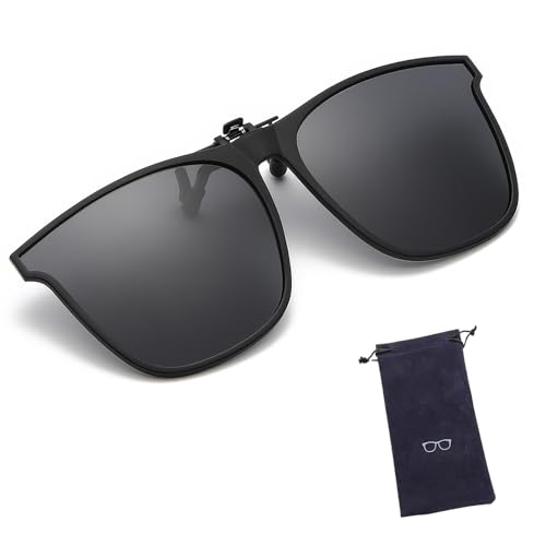DHWEKU Gafas de Sol de Clip en Flip Up Lente Polarizadas Hombres Mujeres, Flip up Gafas de Sol Sin Montura para Al Aire Libre, Conducción, Pescar