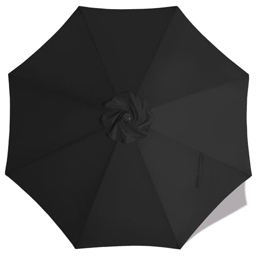Image of MASTERCANOPY Patio Umbrella 9 ft Replacement Canopy for 8 Ribs-Black Canopy Only