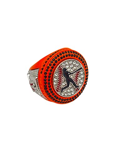 Discount Sports Rings, Baseball Or Softball Batter Finalist Ring — Player Award, Assorted Colors And Gemstones (Neon Orange) #TOP8