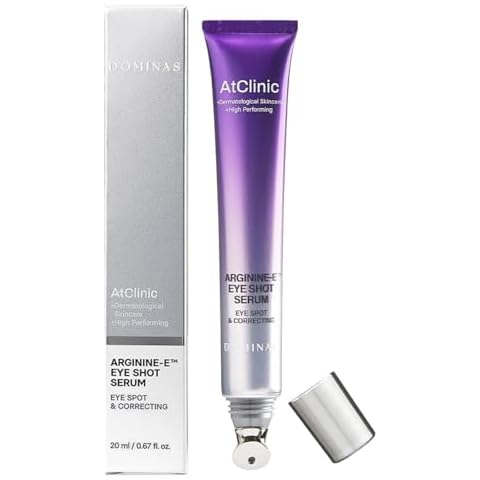 DOMINAS Atclinic Arginine-e™ Caffeine Eye Serum (0.67fl oz) - Korean Skincare Eye Cream for Dark Circles, Puffiness, and Wrinkles with Guasha Applicator. Niacinamide Cover