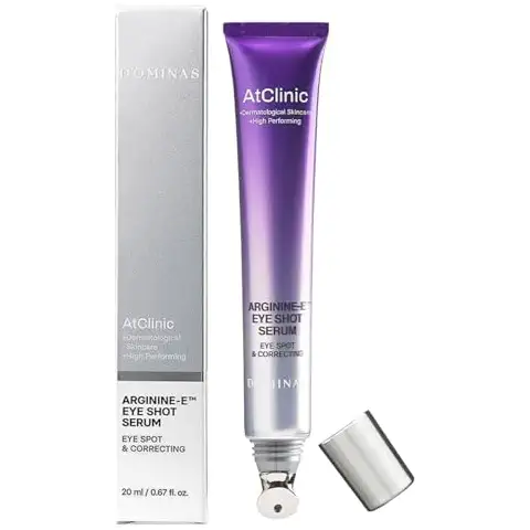 DOMINAS Atclinic Arginine-e™ Caffeine Eye Serum (0.67fl oz) - Korean Skincare Eye Cream for Dark Circles, Puffiness, and Wrinkles with Guasha Applicator. Niacinamide Cover