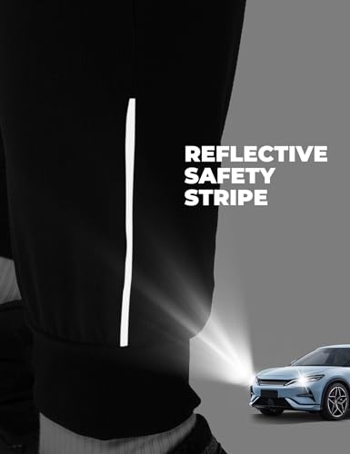 ROCKBROS Men’s Cycling Trousers Lightweight Breathable Quick-Drying Sport Cycling Pants Outdoor Pockets Reflective Jogging Pants Training Hiking MTB Running Trousers, Black L - Image 4