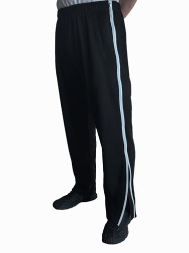 Tear Away Pants for Men 2 Side Zippers Basketball Snap Off Full Open Down Sweatpants Leg Post Surgery Pant