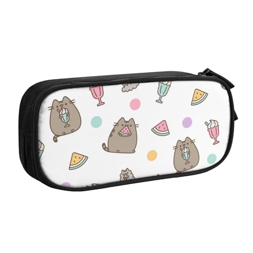 猫の柄ペンケース 筆箱 文具ケース おしゃれ 筆袋 鉛筆ケース 鉛筆のサック 中高校生 軽量 収納バッグ 学生 子供 誕生日 入学ギフト 大容量 ダブルレイヤーBlack