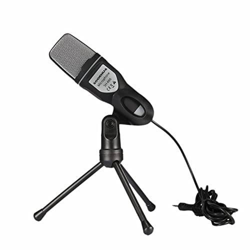 USB Microphone 3,5 mm Microphone à condensateur omnidirectionnel Plug and Play avec trépied pour Jeux, vidéo Youtube, Enregistrement Podcast, Studio, pour PC, Ordinateur Portable, Tablette, téléphone