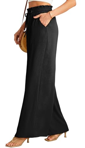 JINKESI Women Wide Leg Pants High Waist Loose Flowy Adjustable Tie Knot Trousers Business Casual Pants with Pockets4