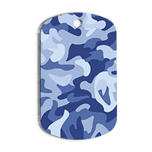 Blue Camouflage Military Army Personalized Dog Tag - Custom Name Tag - ID Tag for Dog & Cat - Customized Pet Tags - Dog Name Tag - Cat Name Tag - Engraved Dog Tag (Rectangle)