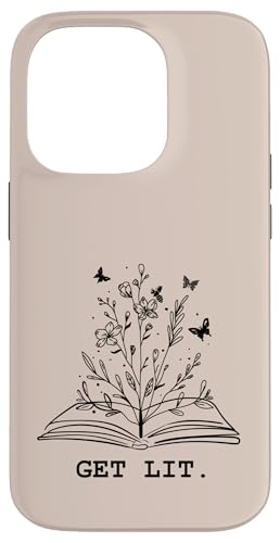 Get Lit Library Book Wildflowers Lovers Literature Teacher Carcasa para iPhone 14 Pro