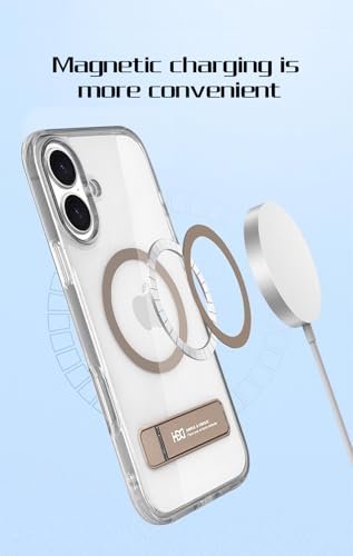 Image of BOUNCEBACK Polycarbonate Shockproof Transparent Hybrid Back Case /Cover with Kick Stand Support Magnetic Charging for iPhone 16 Pro Max - (Clear Black)