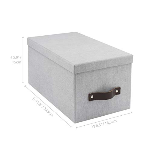 Bigso Box of Sweden Organizational Storage Box, Canvas-Embossed Paper-Laminated Fiberboard, Ash, 5.9 x 6.5 x 11.6 Inches