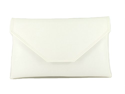 Pochette élégante en similicuir blanc L pour mariages et soirées chics