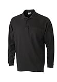 Herren Langarm-Polohemd mit Brusttasche, Farbe:black;Größe:3XL