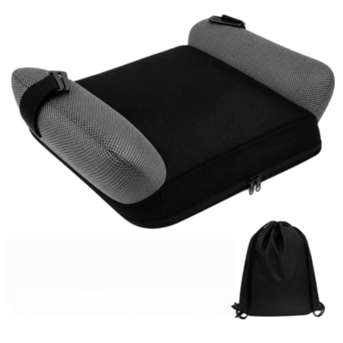 Asiento elevador de coche, Asiento inflable portátil de viaje sin respaldo, ligero con bolsa de transporte, lavable a máquina para el hogar.comedor.viajes,seguro y transpirable (Negro)