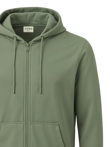 Image of ADRO Mens Cotton Solid Zipper Hoodie Sweatshirts