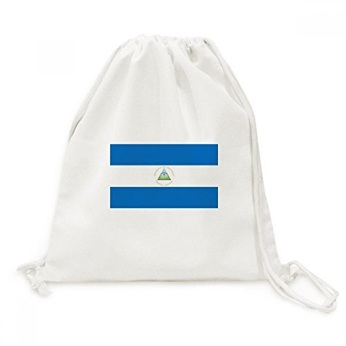 Sac à dos Nicaragua drapeau national en toile robuste avec double cordon ajustable