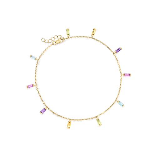 Ross-Simons 1.80 ct. t.w. Baguette Multi-Gemstone Station Anklet in 18kt