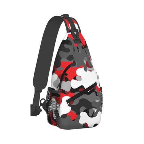 Sac à bandoulière camouflage rouge et gris pour homme et femme voyage et randonnée