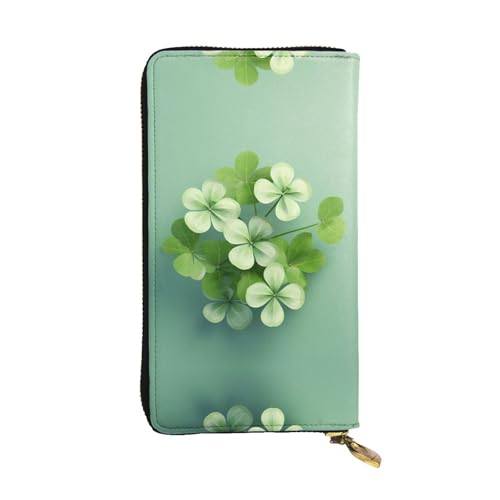 Portefeuille en cuir imprimé Lucky Clover long de 19 cm pour ne plus perdre vos cartes
