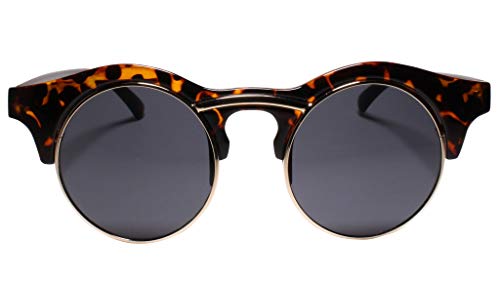 Vintage Inspired Classic Half Frame Semi-Rimless Round Circle Sunglasses2