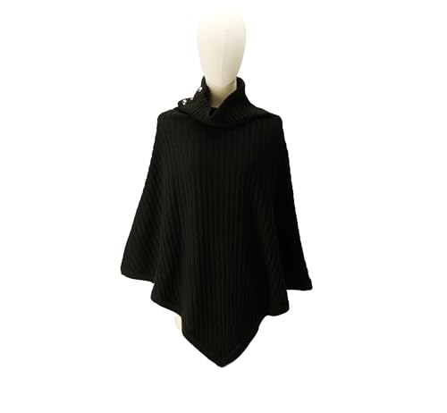 Michael Kors Women's Wide Rib Button Turtleneck Poncho3