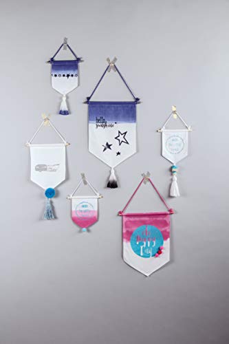 Rayher Hobby 46370102 Stoffwimpel, zum Hängen, Textilwimpel zum Bemalen mit Stoffmalfarbe, 3 Stück, naturweiß, 14x15 cm, Klein (Packung mit 2)