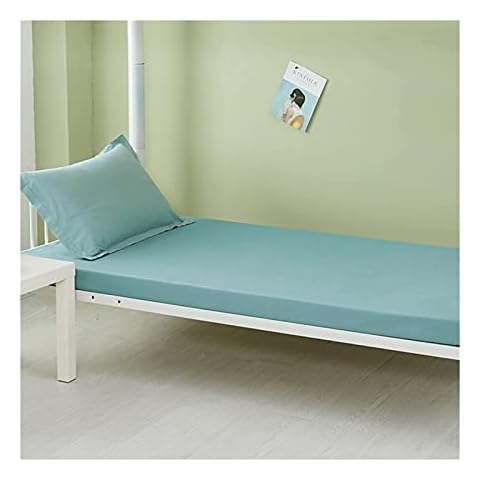 MZP Fitted Sheets Only Twin Single 15cm Deep Pocket Bottom Sheet Selected 100% cotton summer Solid color Bed Sheet Small Double King Queen Super King (Color : Green A, Size : 120x190cm) Cover