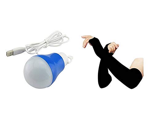 CABLE GALLERY®USB LED Bulb 3w Portable Hook led Bulb USB Light Reading lamp for Camping Laptop pc Power Bank with Black Color arm Sleeve