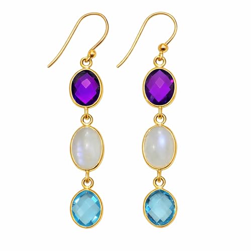 Boucles pendantes améthyste et pierre de lune pour illuminer vos tenues
