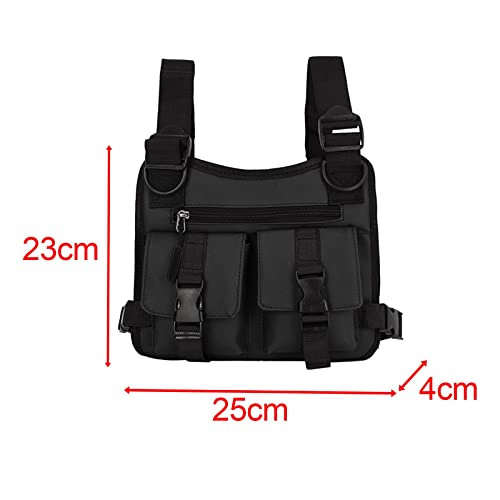 Sharplace Chest Rig Bag Oxford Cloth Pouch Hip Hop Streetwear Adjustable Water Resistant Phone Holder Lightweight Pockets Vest for Men Women Cycling Black - Image 3
