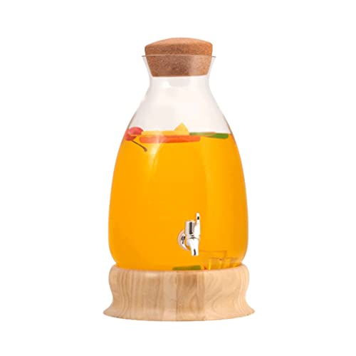 LUKERY Dispensador de Bebidas Dispensador de Bebidas de Vidrio con Base de Madera y Grifo a Prueba de Fugas Dispensador de Bebidas de 6 L Recipiente de Agua para Uso Diario portátil Cover