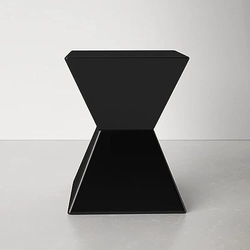 Image of Wooden Block Accent Side Table in Antique Wooden Design, Fully Assembled, End, Bedside Table and Nightstand, for The Living Room and Bedroom-Black