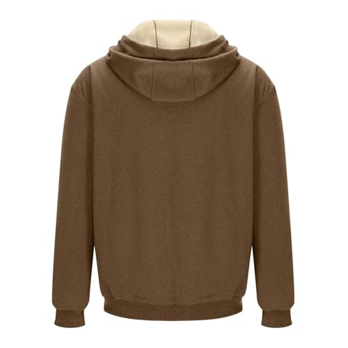 Ymosrh Men's Hoodies, Long Sleeve Zip Up Fleece Lined Hooded Sweatshirt Fall Winter Warm Hoodie with Pockets, M-L2
