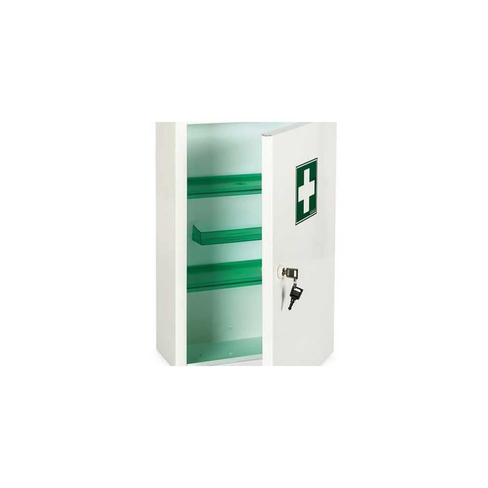 LIFEBOX ROSSIGNOL Armoire à Pharmacie Acier Fermeture à Clef 2 étagères L31 x H45,5 x P14,5 cm Blanc