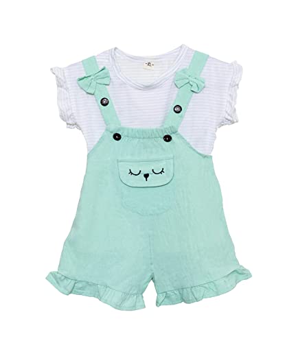 Image of Bold N Elegant Blended Tide Edition Han Summer Suits Cartoon 2 Pc Suspender Dungaree Baby Boy's Girl Clothing Tshirt Shorts For Little Kids