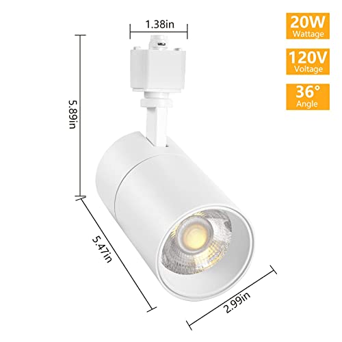 Vanoopee 3-Color In 1 20W H Track Lighting Heads Dimmable Flicker Free Bright Led Track Lighting Fixtures For Accent Retail Kitchen Artwork, Linear Track Light H Type - Cri90+ 36° White - 3 Pack #TOP6