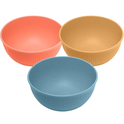 Kit 6 Bowls Bambu Plástico Stripes Lyor 500ml Coloridos 15x7cm Tigelas Sobremesas Cereais