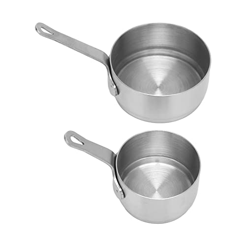2pcs salsa taza 304 sartén de salsa de asa apilable de acero inoxidable para un picnic al aire libre de banquete