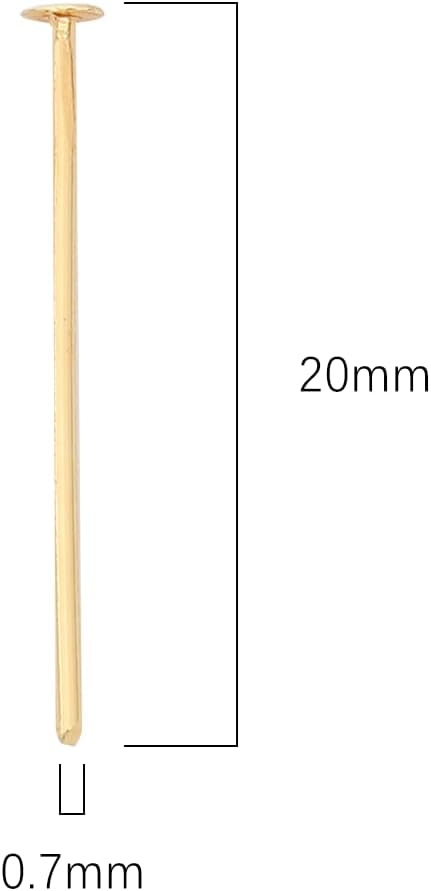 18K Gold Plated Flat Head Pins Non Tarnish 20mm 300pcs for Jewelry Making Findings - Image 2